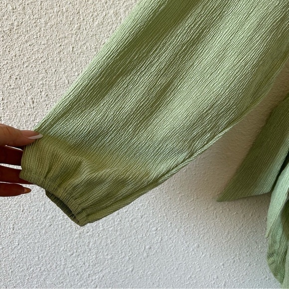 ASOS Women’s Dress Sz 12 Light Green Drop Shoulder Long Sleeve Faux Wrap Front - Picture 10 of 10